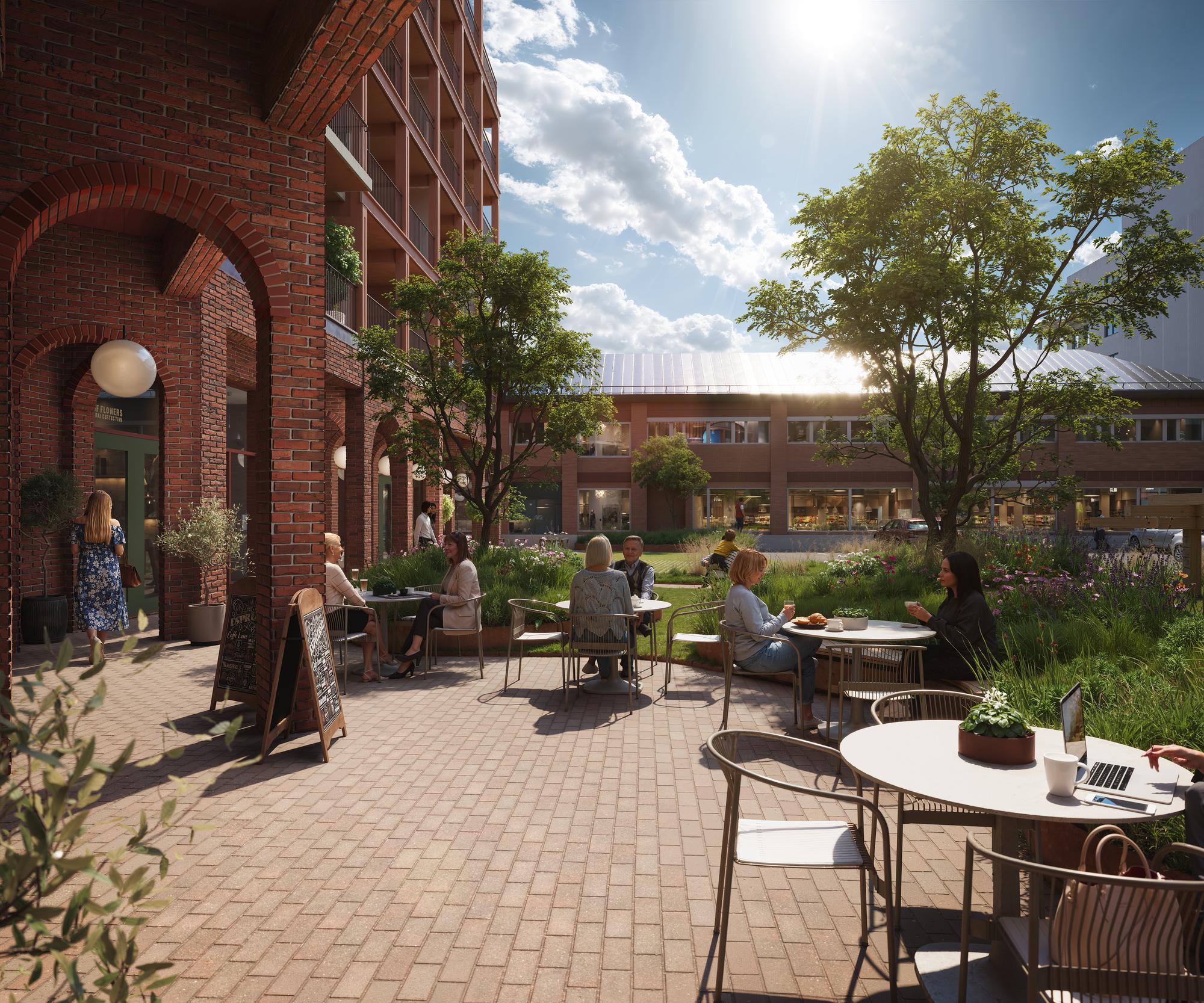 3D-bilde av gårdsrom i Vestbytorget