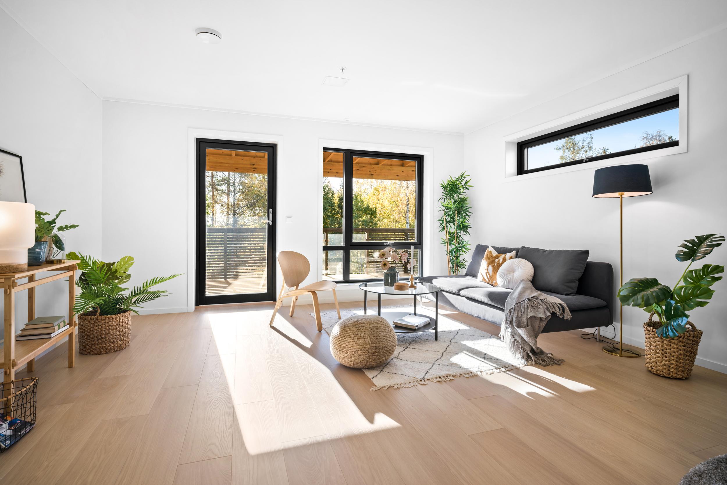 Bilde fra stue i visningsleilighet