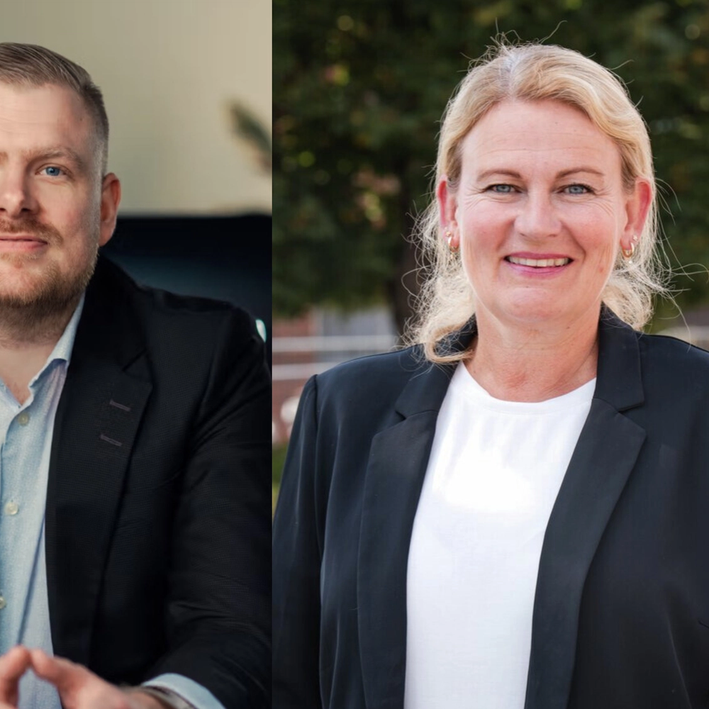 Fredrik Levorstad i Attentus Eiendomsmegling og ordfører i Nordre Follo, Cecilie Dahl-Jørgensen Pind. Foto av ordføreren: Lill Karin Saltermark.