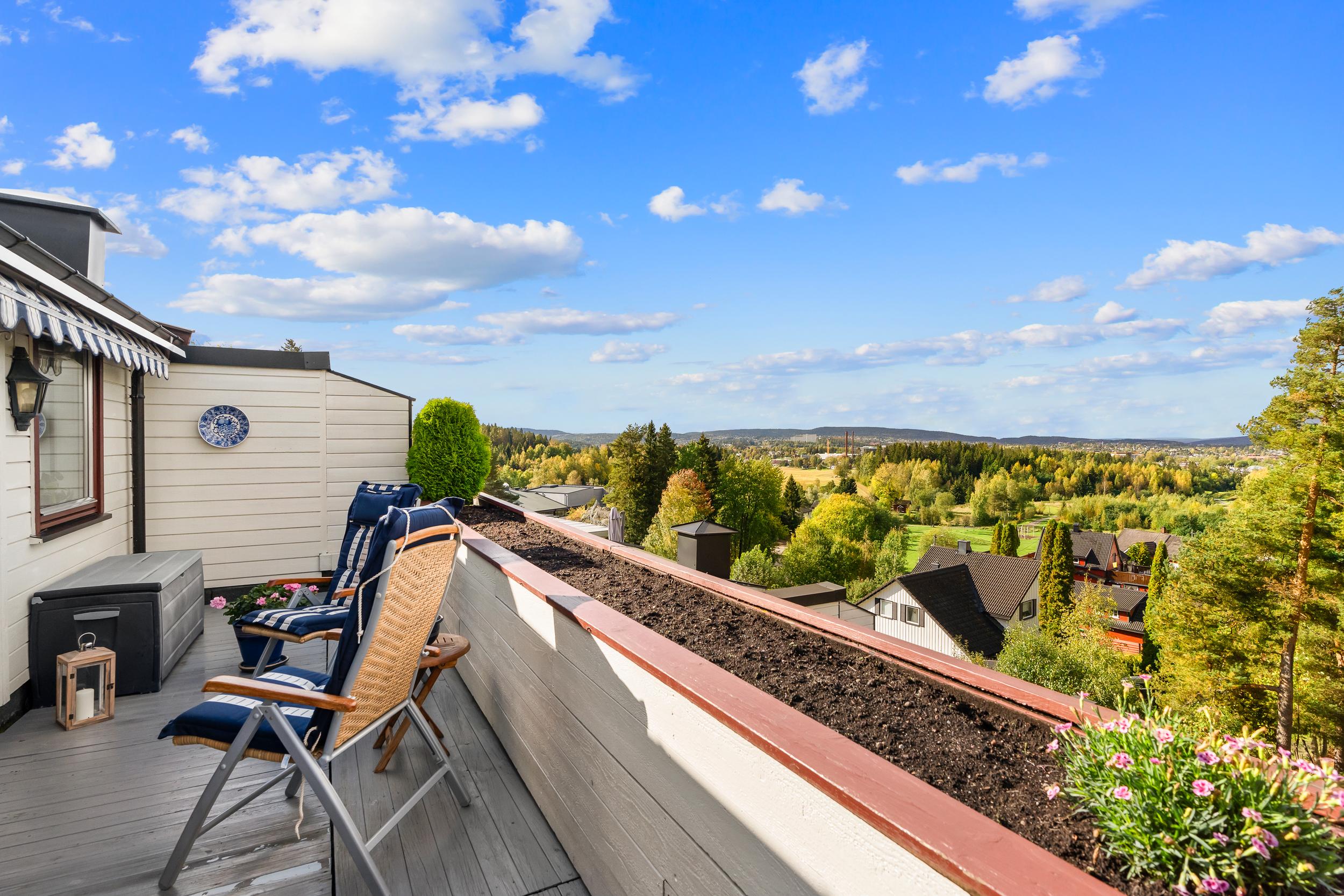 Panoramautsikt - her ser du fra Skedsmkorset i nord, via Varingskollen skisenter i Nittedal, Årvolltoppen, Grefsenkleiva slalombakke og videre til  Tryvann.