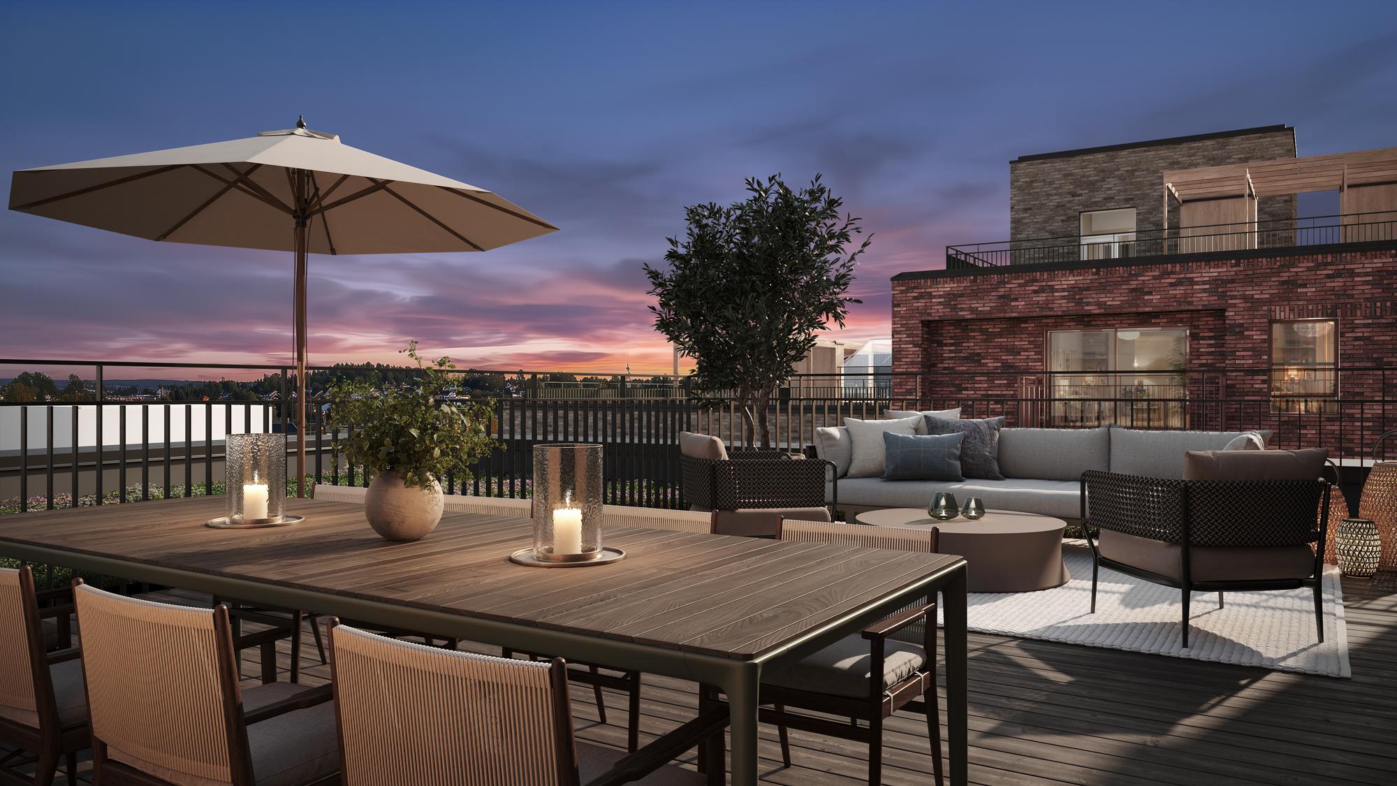 Når behovet for privatliv melder seg, trekker du deg bare tilbake til din egen balkong eller terrasse.