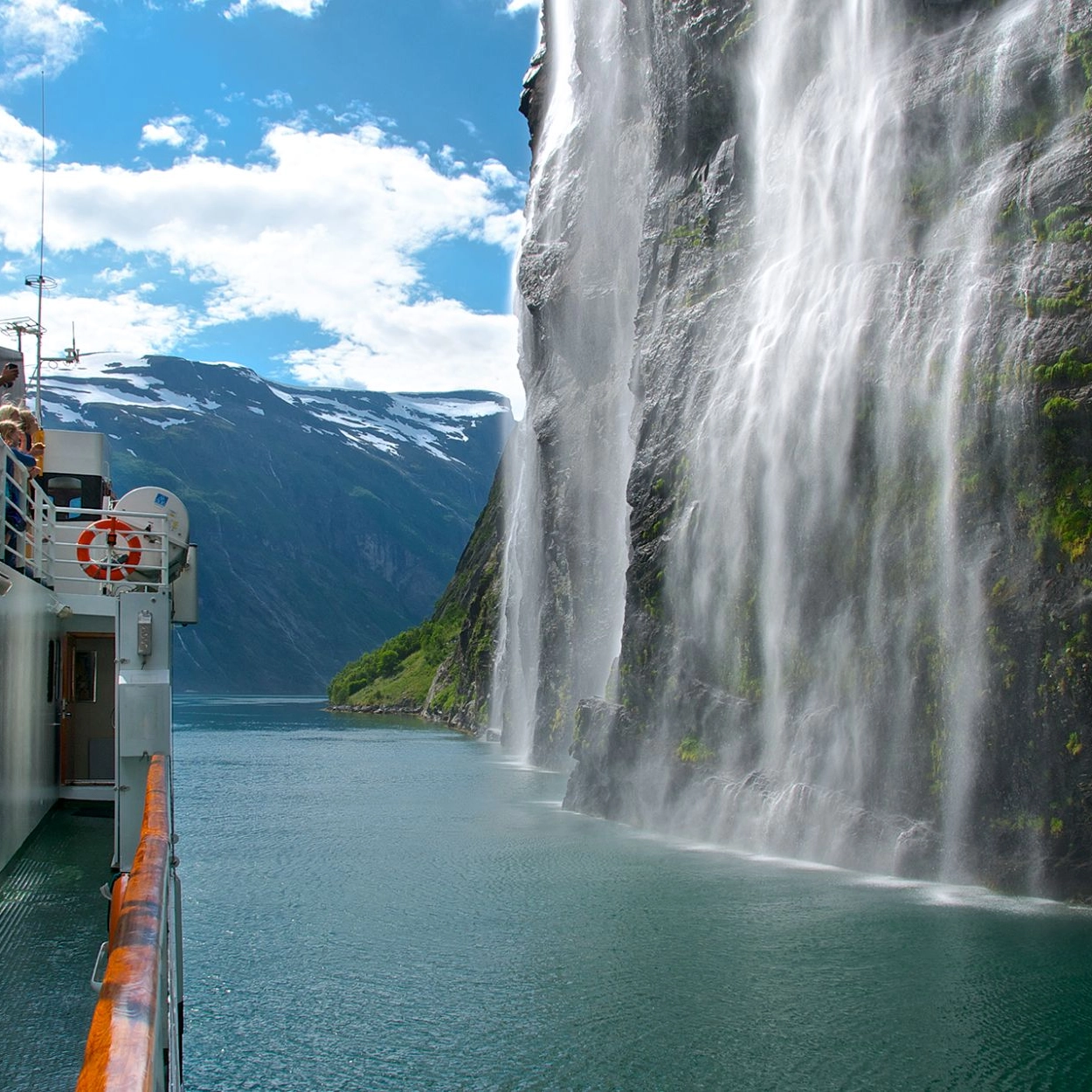 Car ferry Geiranger - Hellesylt Car ferry Geiranger - Hellesylt, The bridal veil - Geirangerfjord - Norway