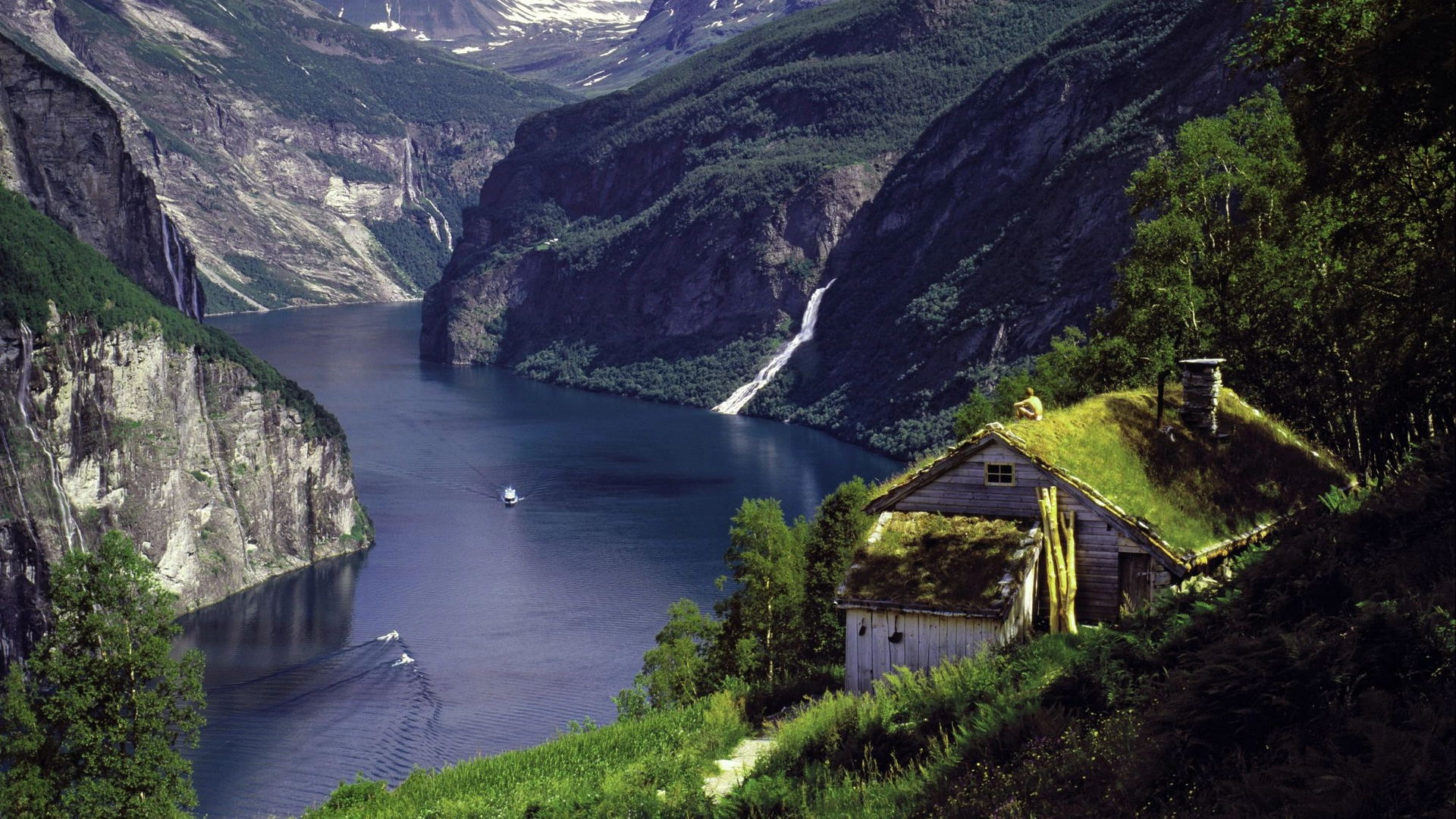 Autofähre Geiranger - Hellesylt, Blick auf den Geirangerfjord, Norwegen