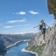 Genießen Sie die Aussicht auf dem Weg die Via Ferrata zur Trolltunga - Odda , Norwegen
