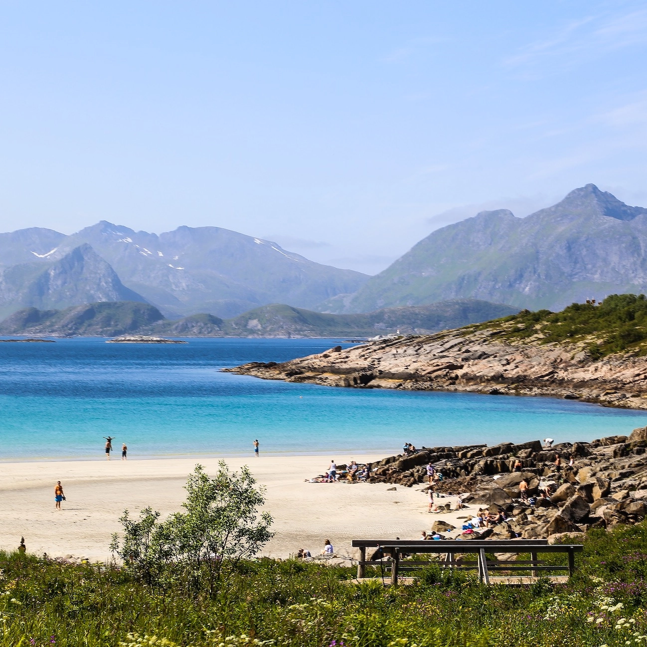 Lofoten White beaches in Lofoten Islands - Norway