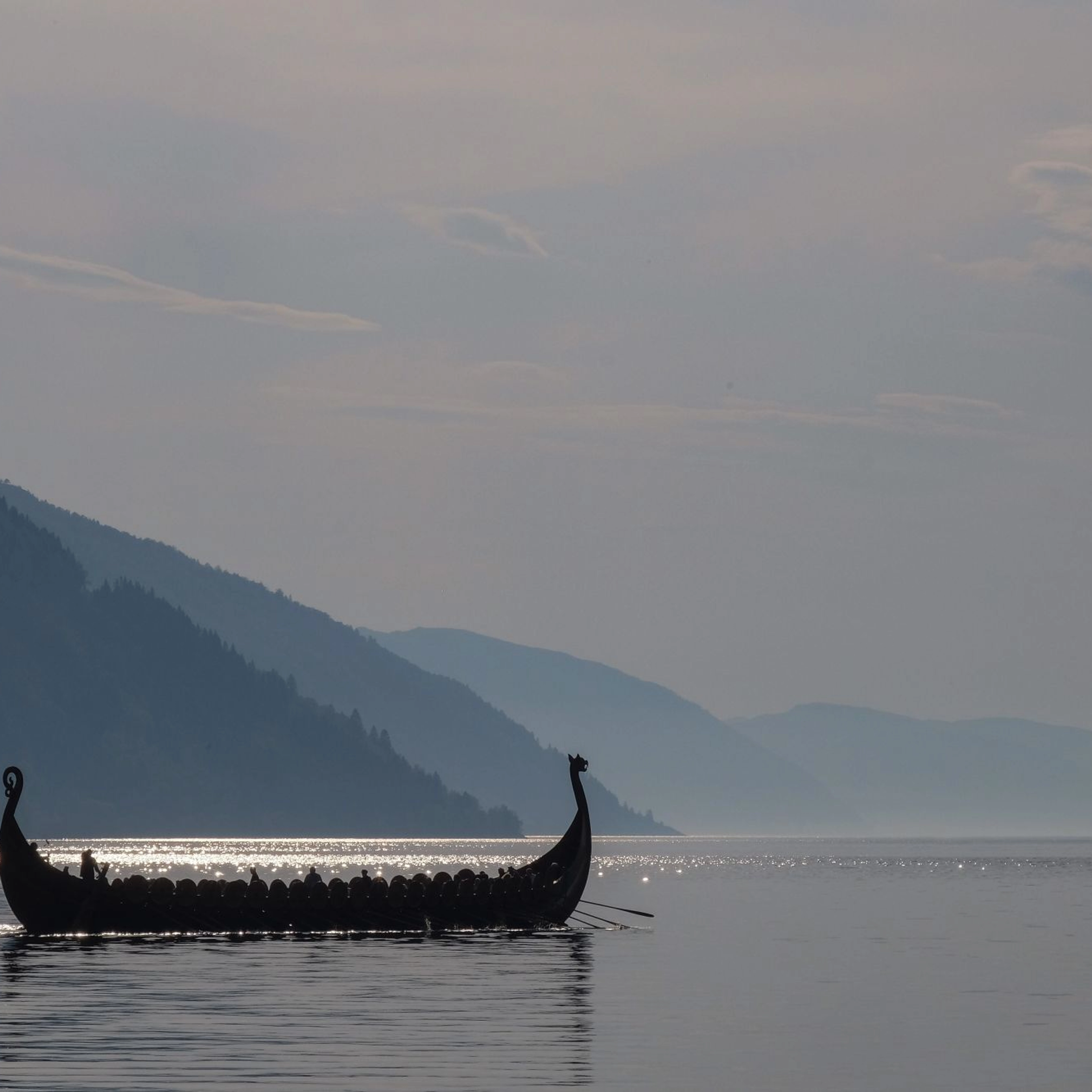 Vikingship on the fjord - Norway