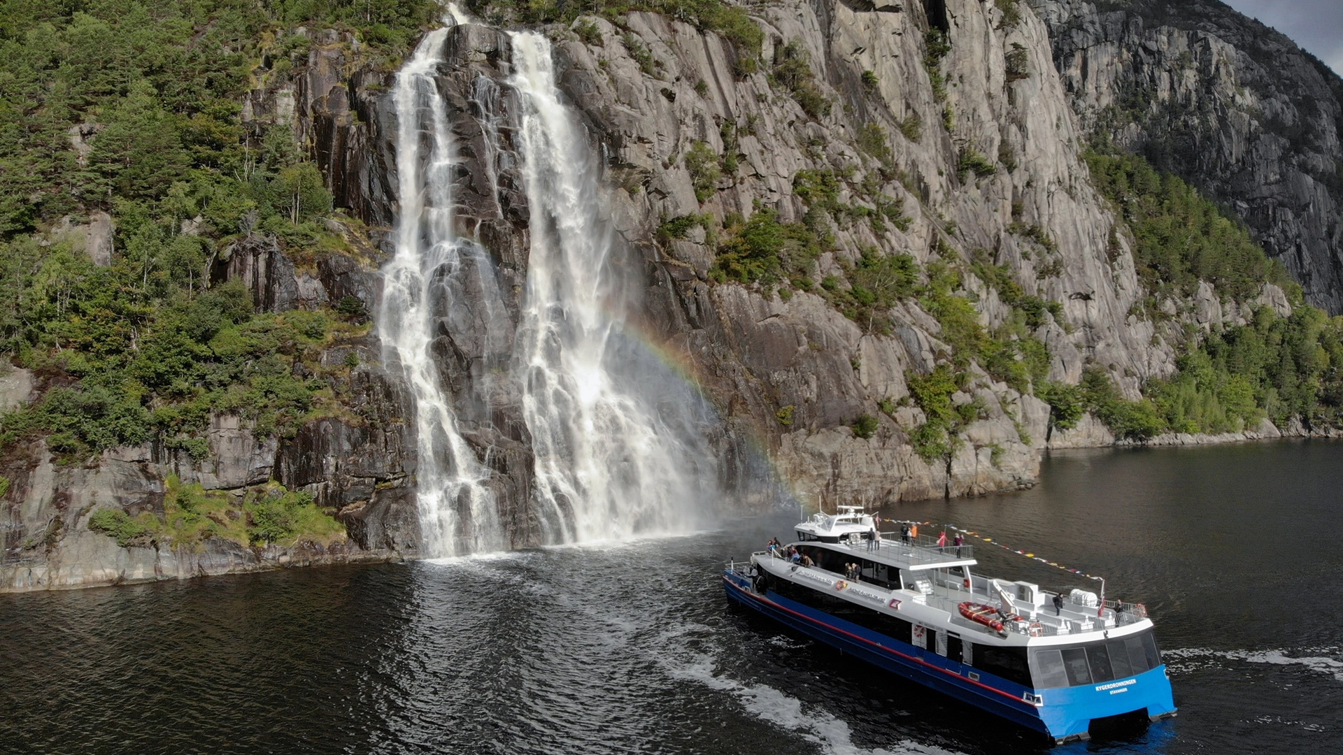 Lysefjord and Preikestolen Fjord cruise Lysefjorden and Preikestolen Fjord cruise from Stavanger - runs to Hengjanefossen - activities in Stavanger, Norway