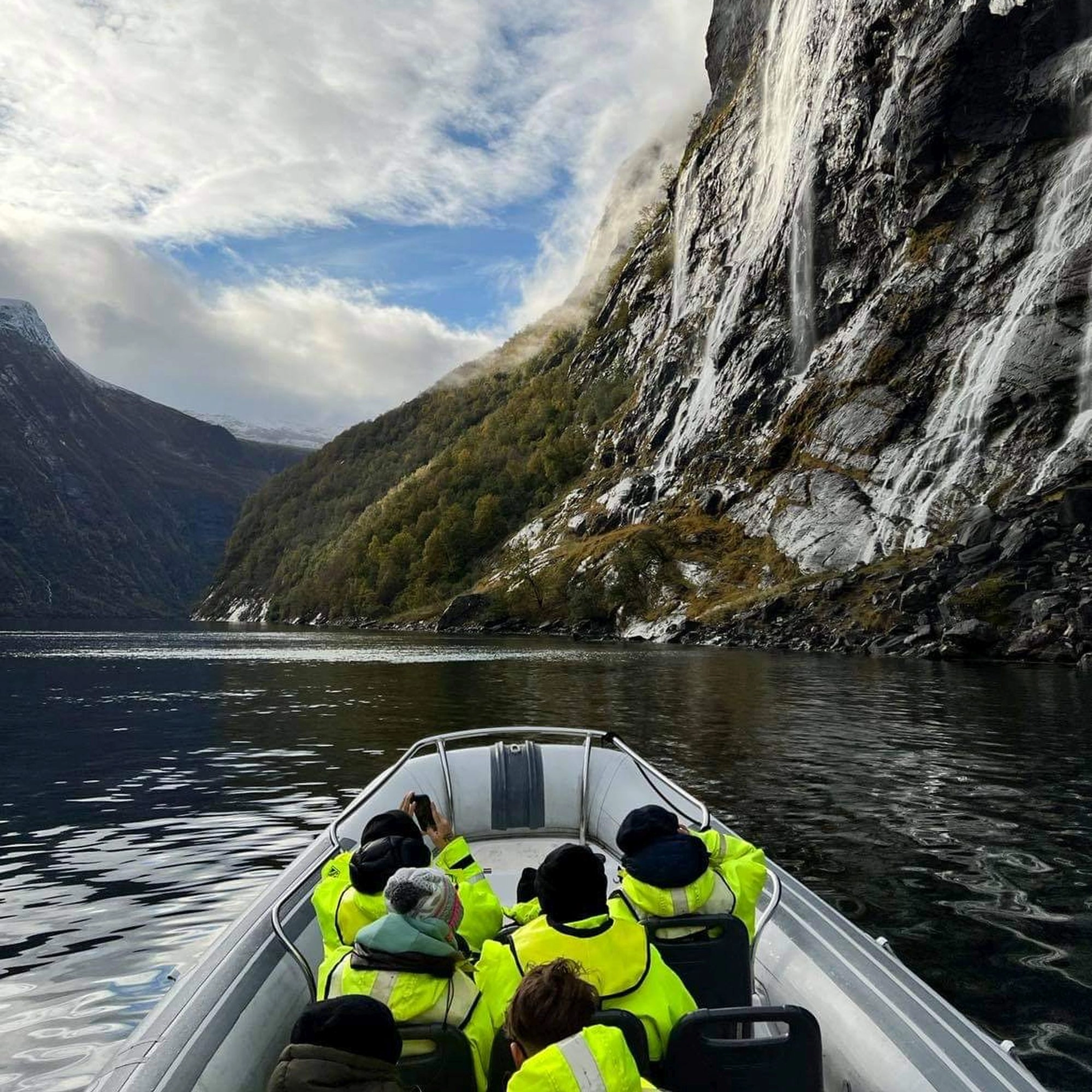 Winter adventure on the Geirangerfjord - RIB boat trip in Geiranger, Norway