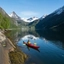 Guided kayak tour on the Geirangerfjord to the "Seven sisters" from Geiranger,  quiet day on the fjord - Geiranger, Norway