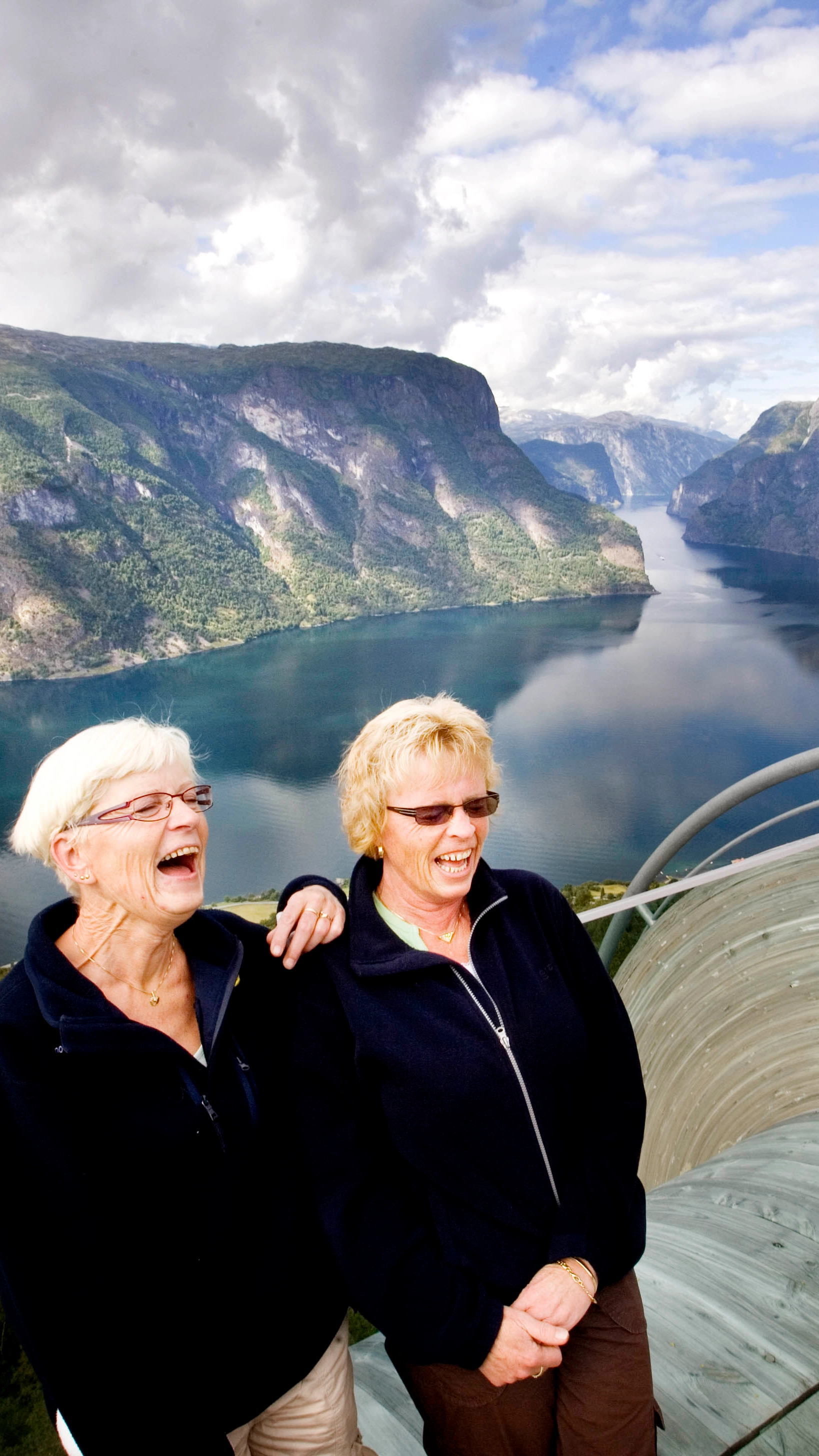 Stegastein viewpoint platform overlooking Aurlandsfjorden panoramic views Norway Aurland - Stegasteinen