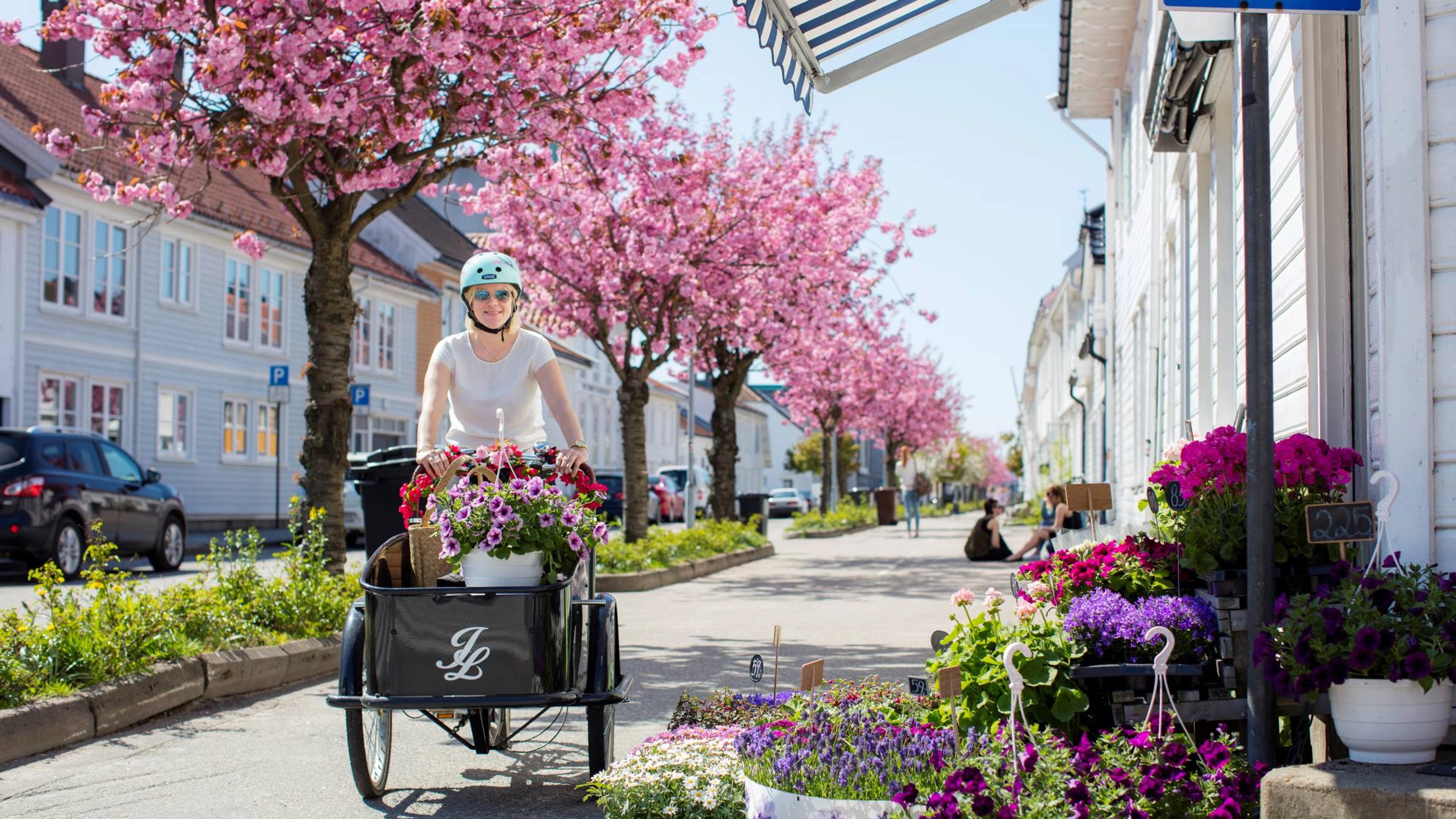 Mit dem Fahrrad durch Posebyen in Kristiansand, Norwegen