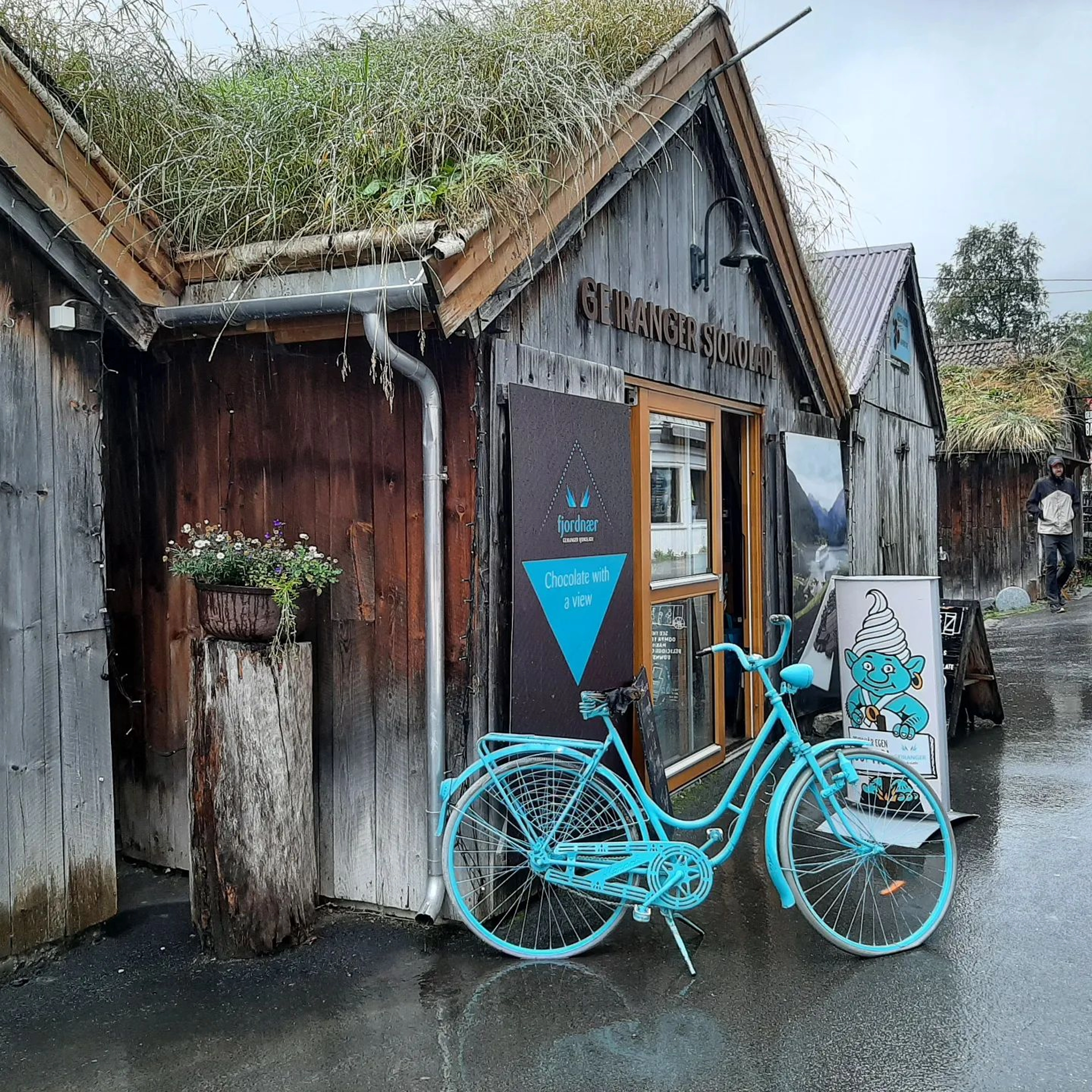 Blue bike in Geiranger, Norway