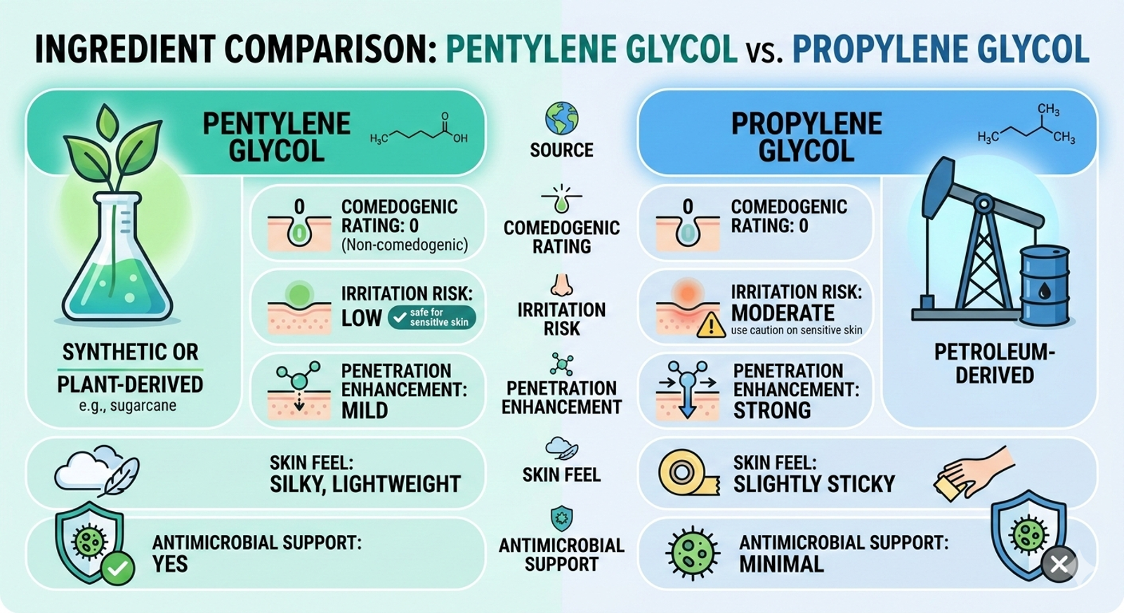 Pentylene Glycol vs Propylene Glycol: Which One Is Safer for Skin? (2026 Guide)