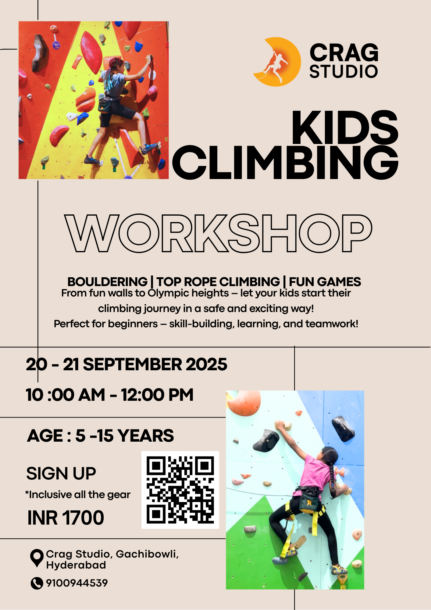 Kids Climbing Workshop (2 days- 20th sept, 21 sept)
