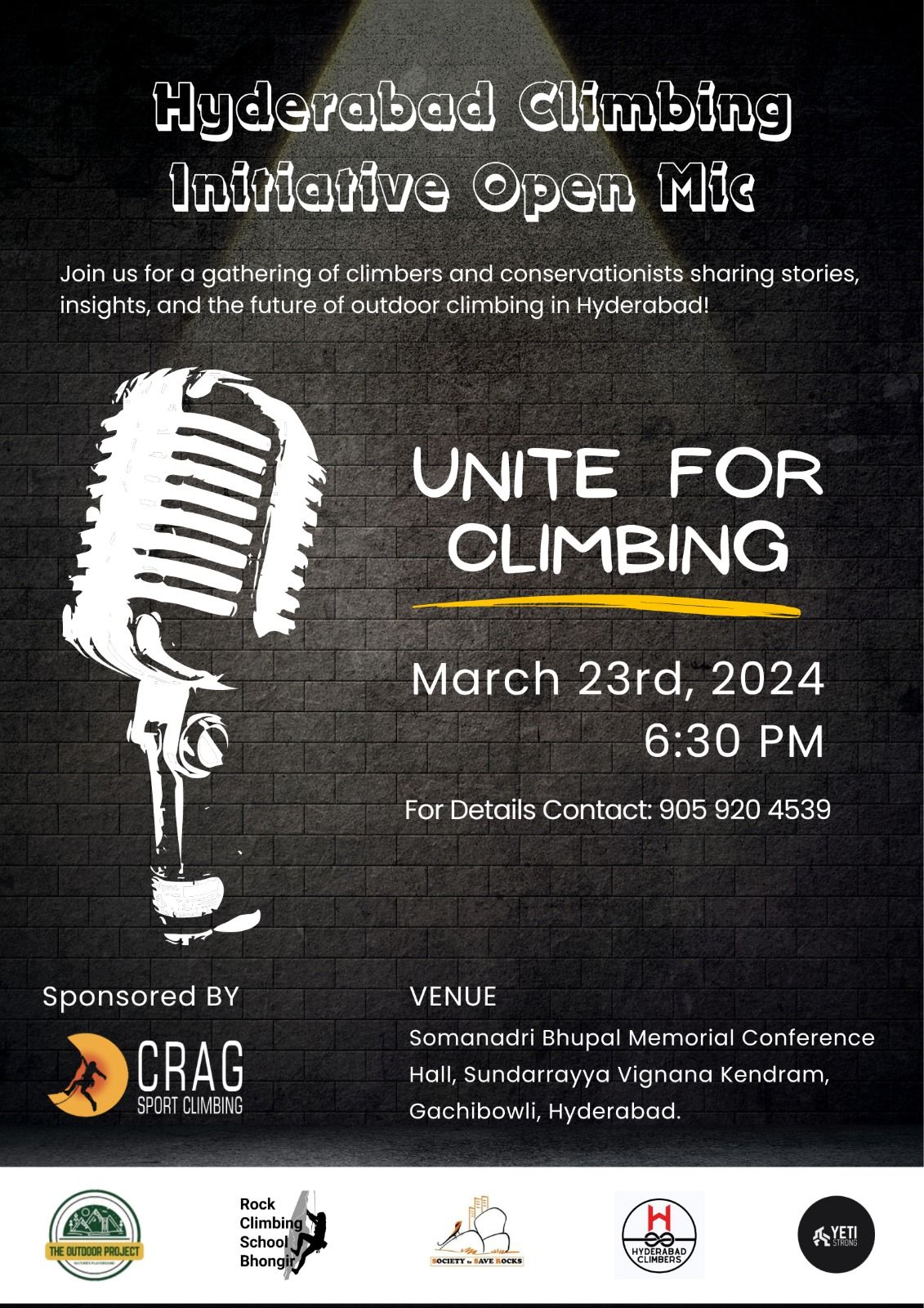 Hyderabad Climbing Initiative OpenMic March 23, 6:30 PM