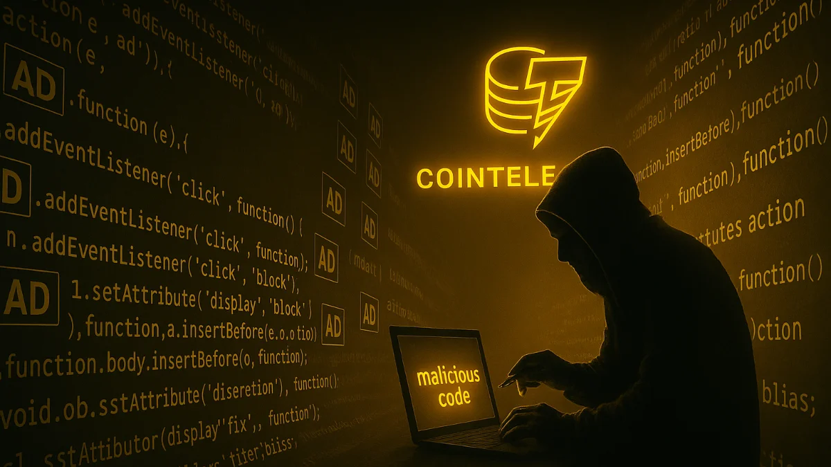 Cointelegraph website displaying warning popup during CTG token scam attack