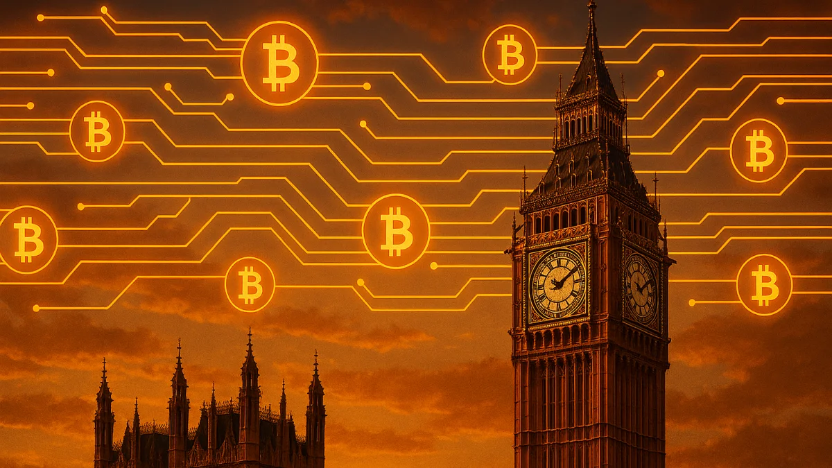 Bitcoin overlay on Big Ben skyline