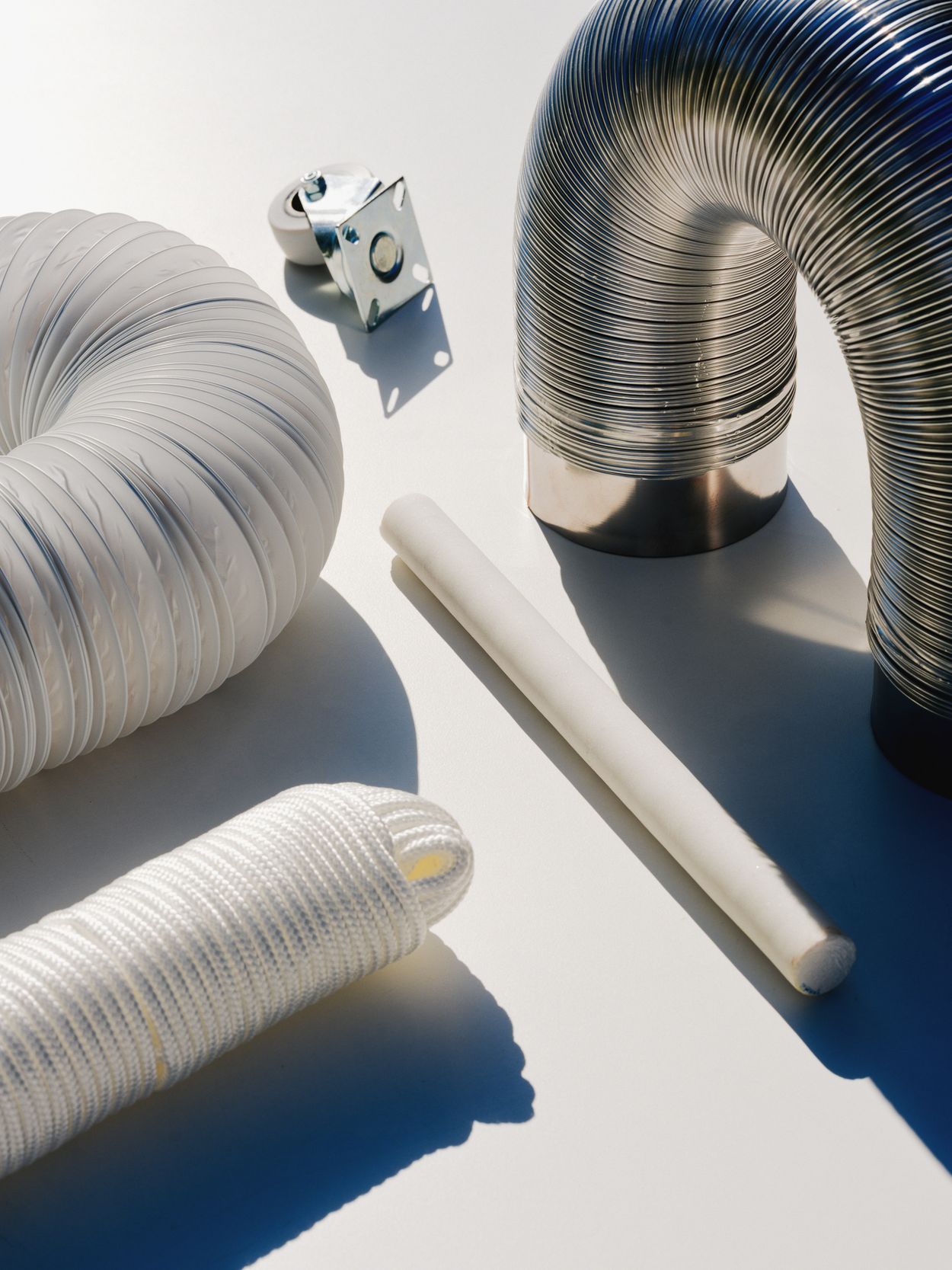 ventilation duct, rod of marble, a wheel and rope, components of off the shelf