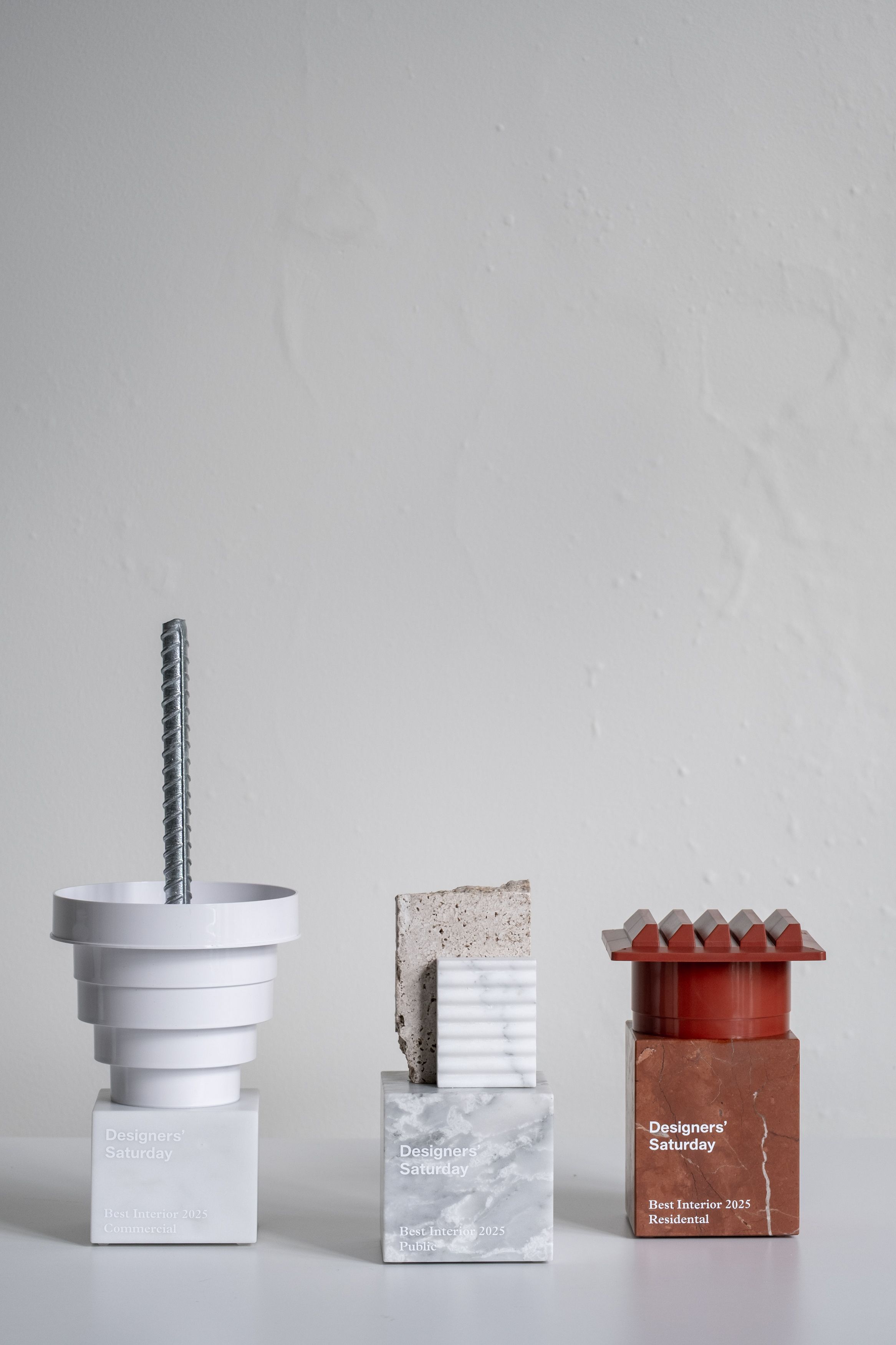 trophies made from marble and various components