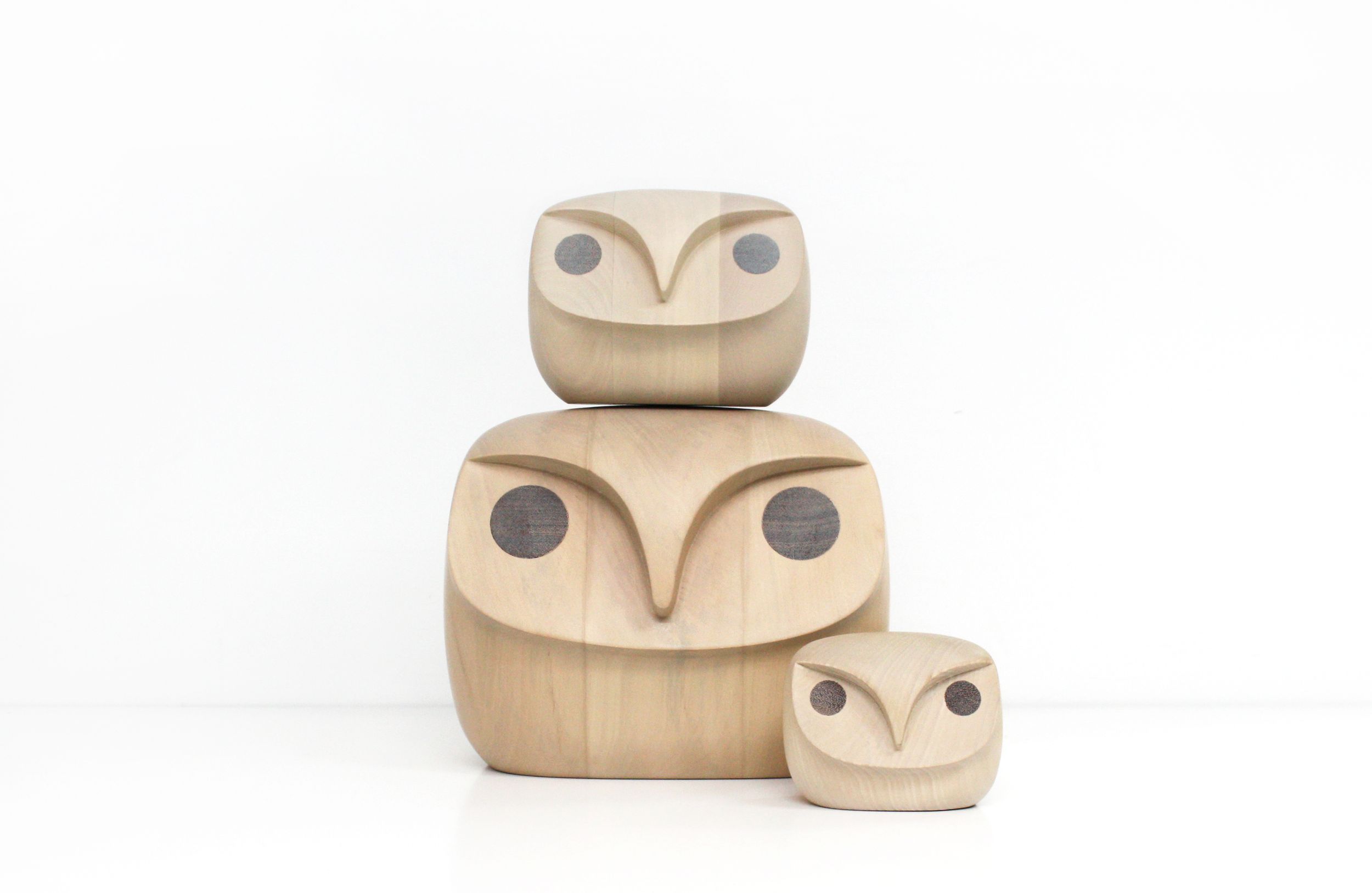 Owl designed by Jonas Stokke and Øystein Austad, wooden sculpture of an owl