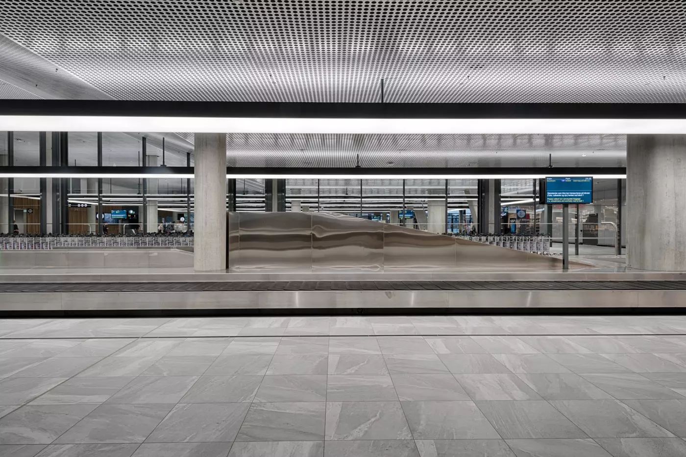 black stylish lighting over baggage reclaim bergen airport