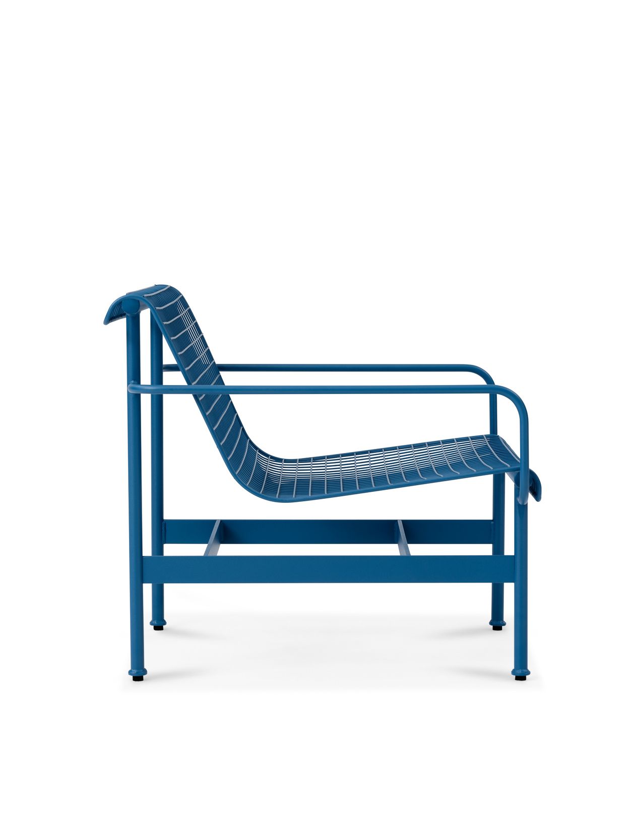 side profile of blue wire chair vestre jonas stokke