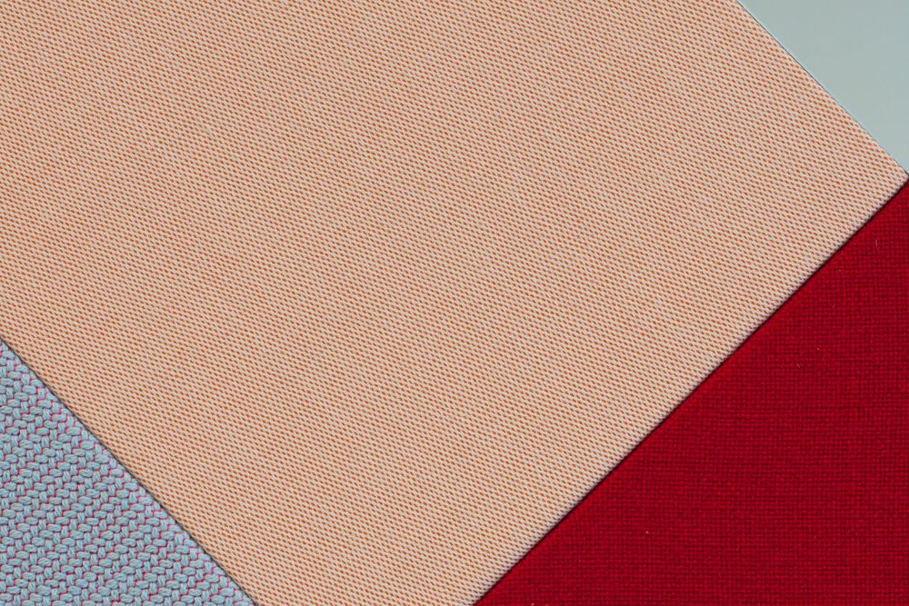 different textiles in red ink and blue on an acoustic panel