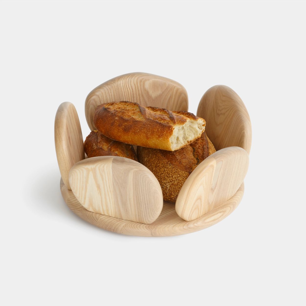 wooden bowl with bread inside