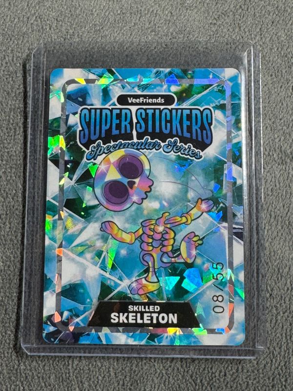 VeeFriends Super Stickers Spectacular Series Skilled Skeleton Diamond Spectacular Match /55 Numbered 08/55