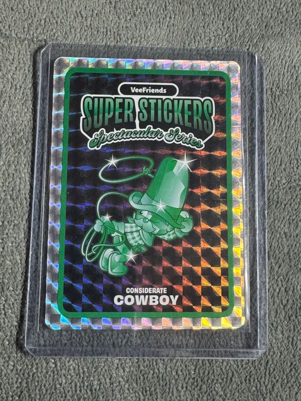 VeeFriends Super Stickers Spectacular Series Considerate Cowboy Emerald