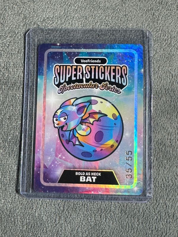 VeeFriends Super Stickers Spectacular Series Bold As Heck Bat Holographic Prismatic Numbered 35/55