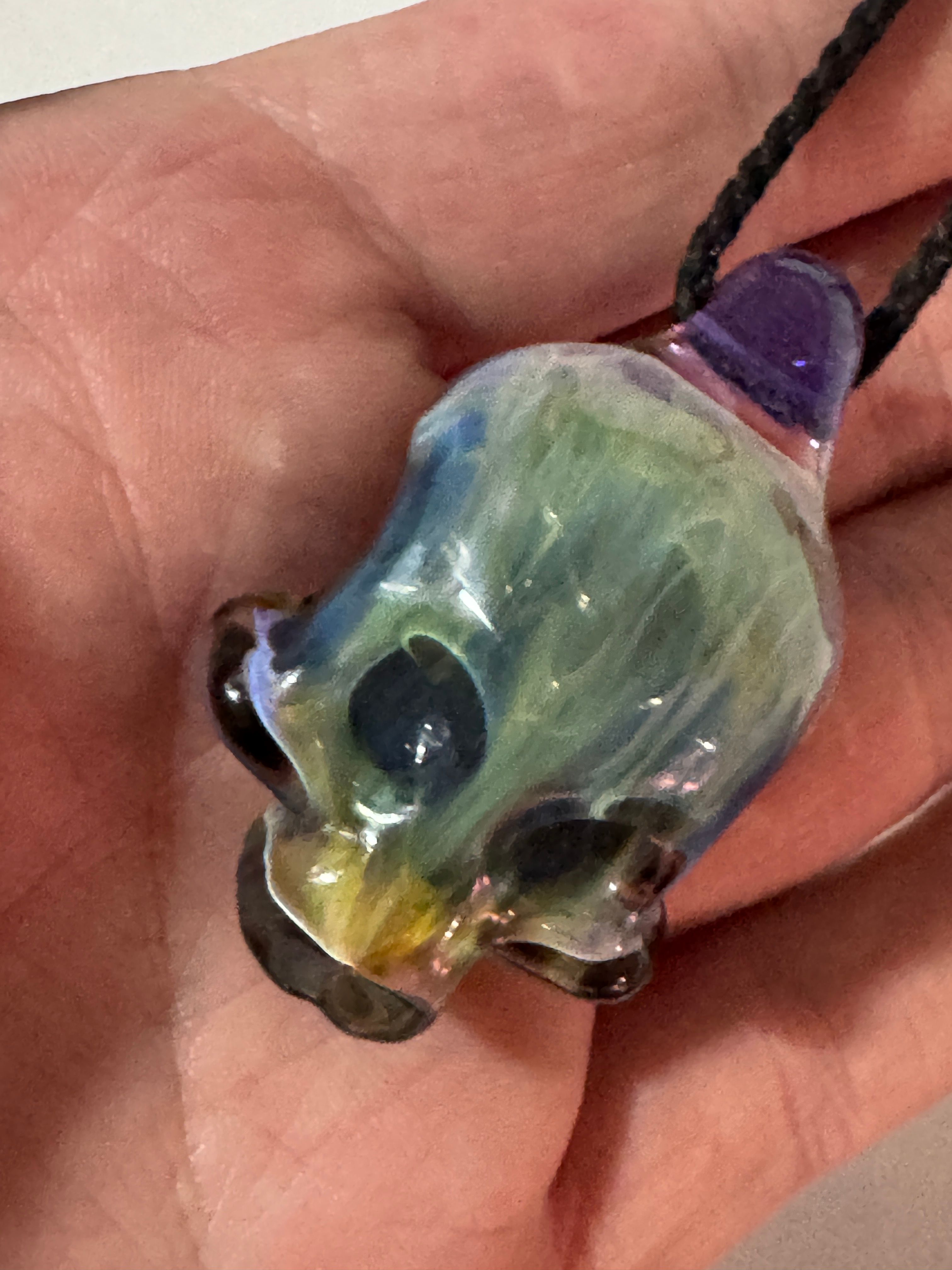 Hand Blown Glass Chaos Skull Pendant — beerglass
