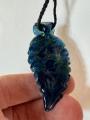 Handblown Glass Arrowhead Pendant Necklace - Signed "Beerglass" - Deep Blue & Green Swirl
