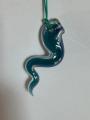 Handblown Glass Snake Serpent Pendant Necklace - Teal, Blue & White Swirl
