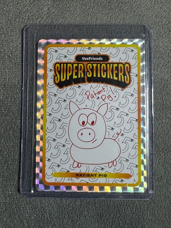 VeeFriends Super Stickers Spectacular Series Patient Pig 5 Year OG Art Insert