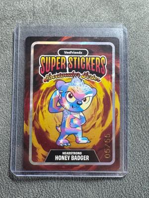 VeeFriends Super Stickers Spectacular Series Headstrong Honey Badger Hologram / Lava Numbered 05/55