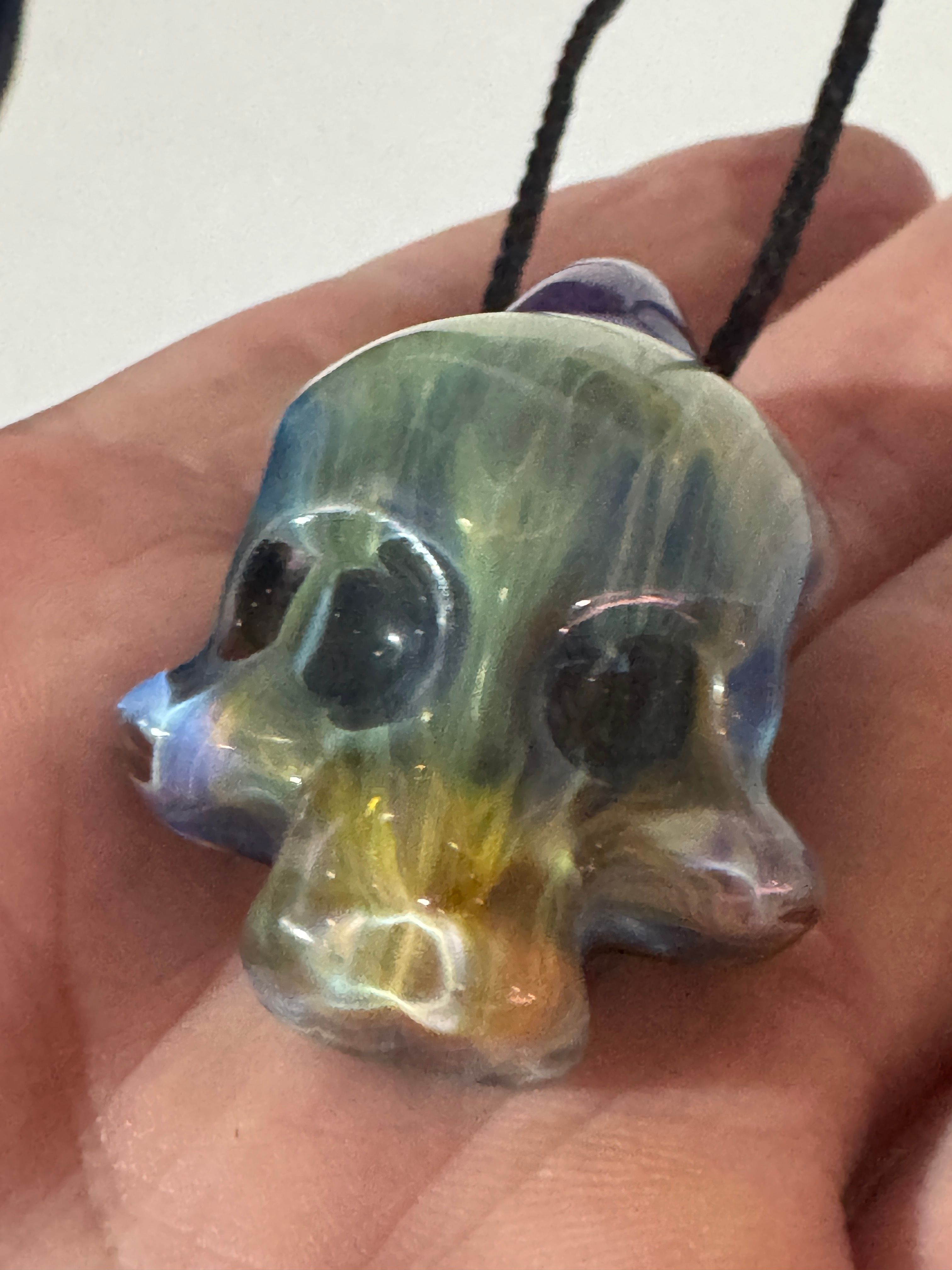 Hand Blown Glass Chaos Skull Pendant — beerglass