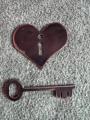Handcrafted Metal Heart Lock & Skeleton Key Set - Rustic Copper Patina