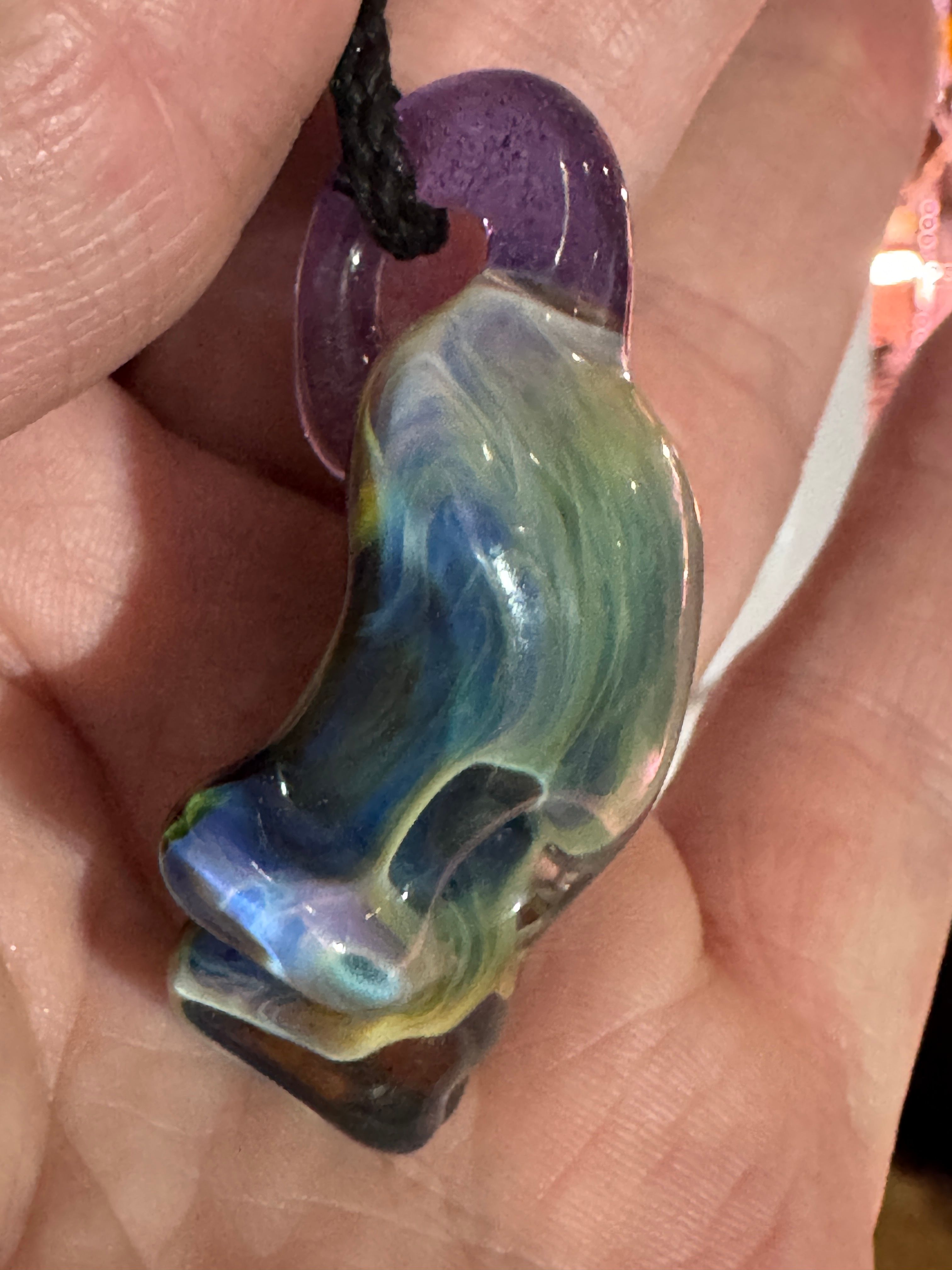 Hand Blown Glass Chaos Skull Pendant — beerglass