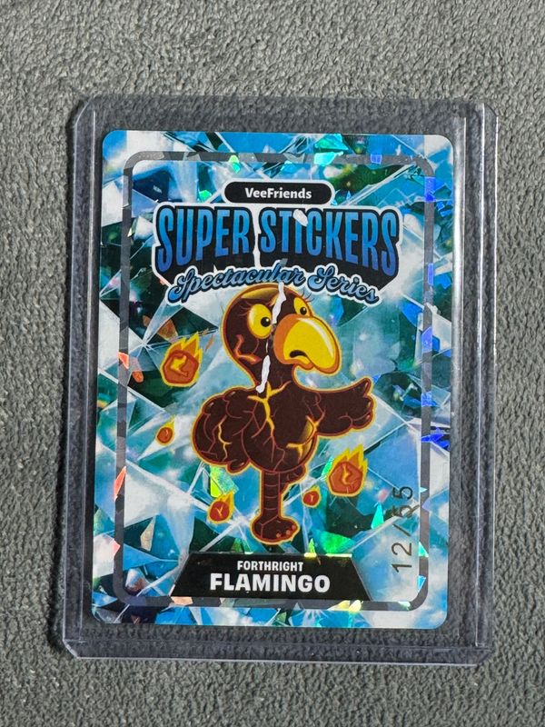 VeeFriends Super Stickers Spectacular Series Forthright Flamingo Holographic Prismatic Numbered 12/55