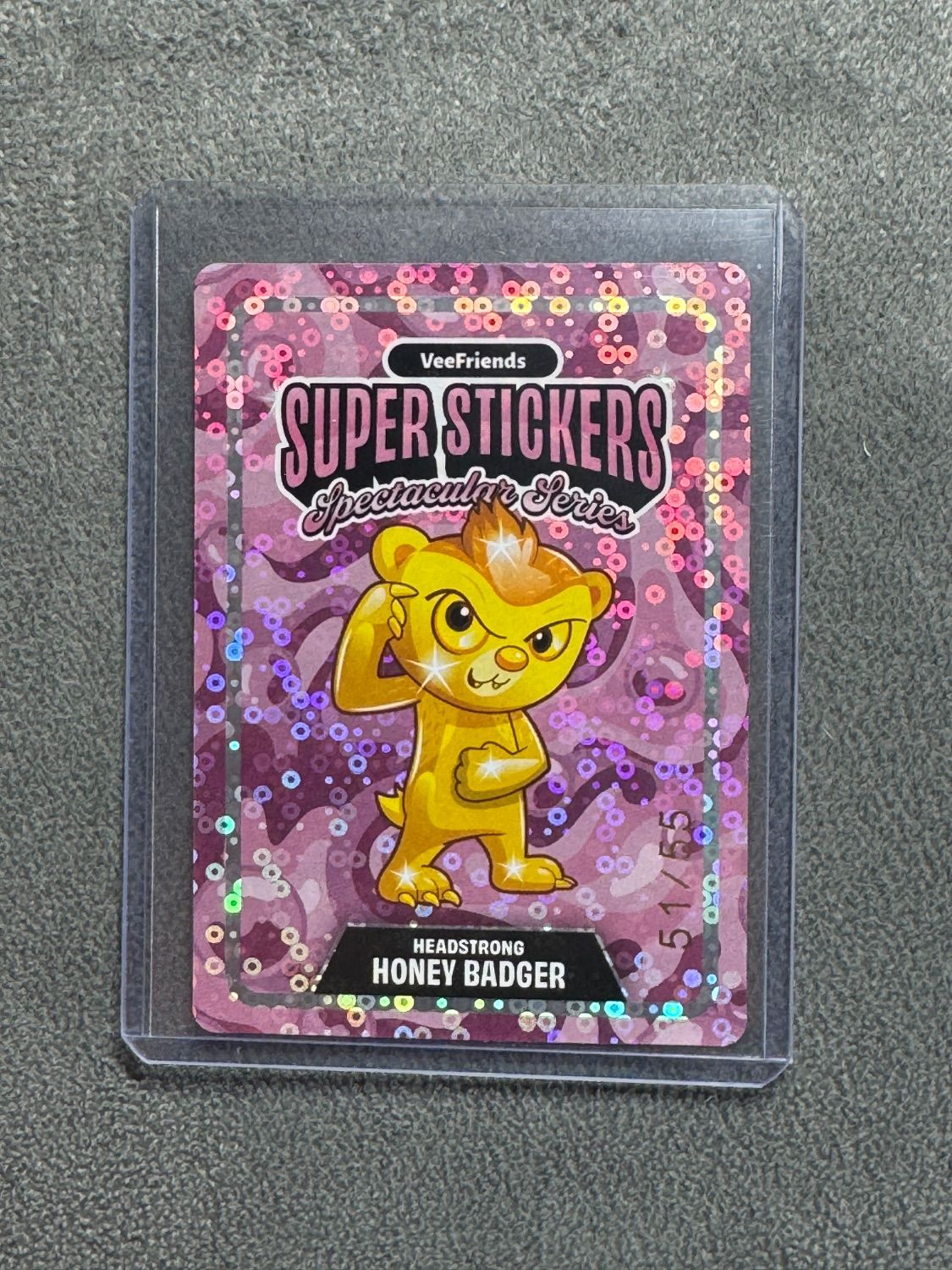 VeeFriends Super Stickers Spectacular Series Headstrong Honey Gold / Bubble Gum Numbered 51/55