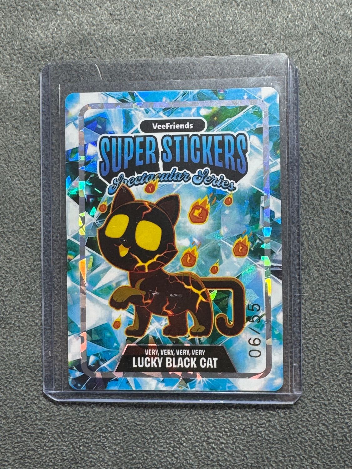 VeeFriends Super Stickers Spectacular Series Very Very Very Very Lucky Black Cat Lava / Diamond Numbered 06/55