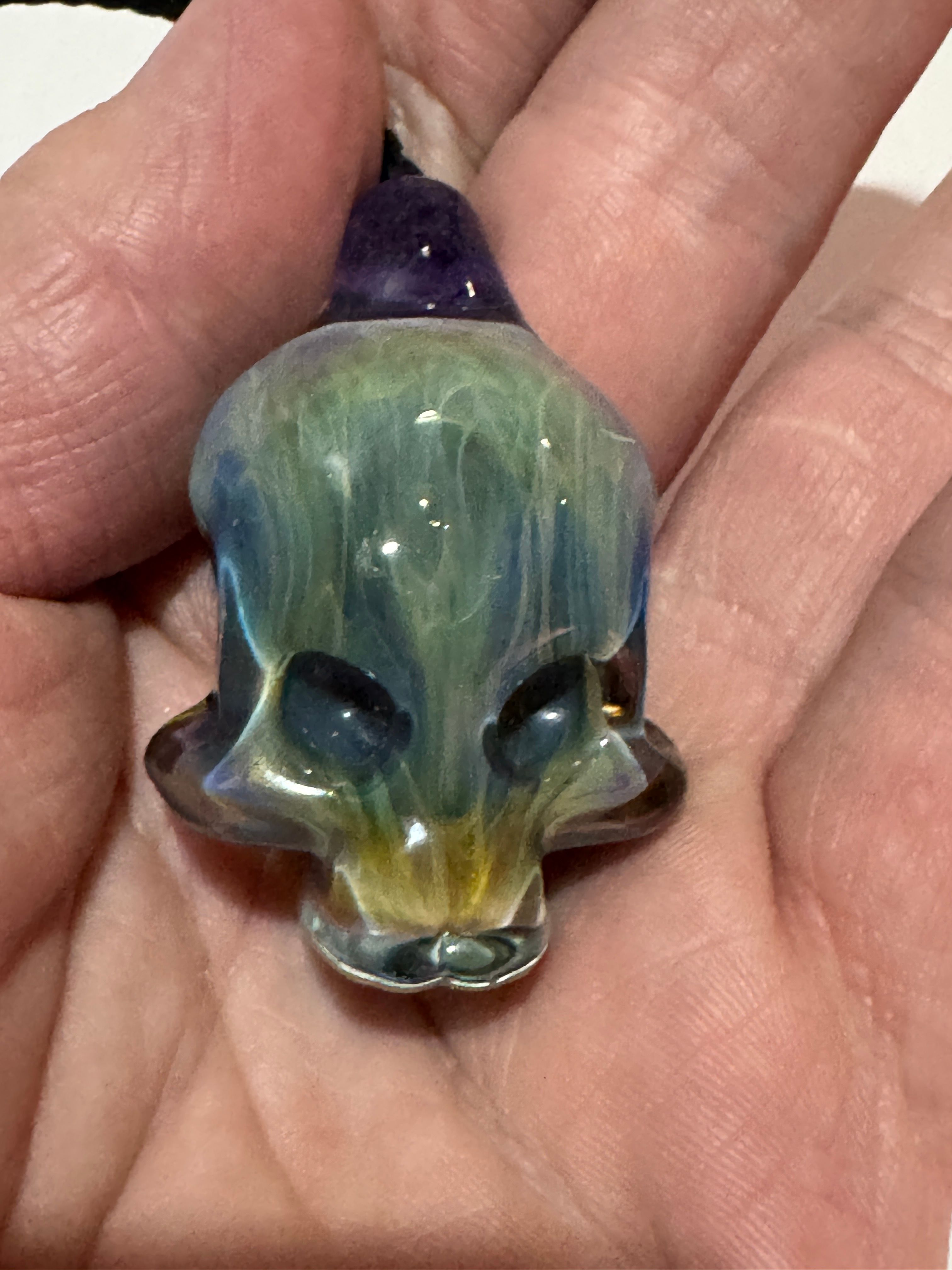 Hand Blown Glass Chaos Skull Pendant — beerglass