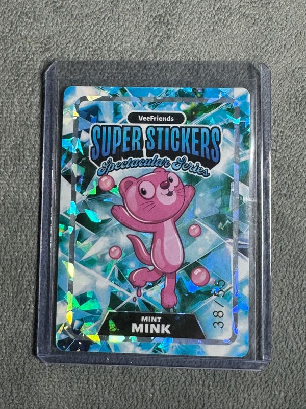 VeeFriends Super Stickers Spectacular Series Mint Mink Holographic Cracked Ice Numbered 38/55
