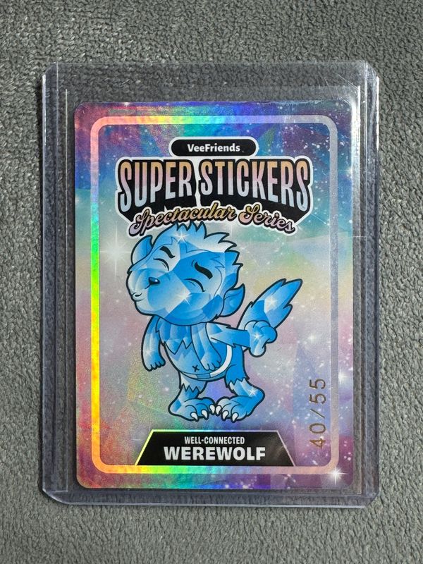 VeeFriends Super Stickers Spectacular Series Well-Connected Werewolf Diamond / Hologram Numbered 40/55