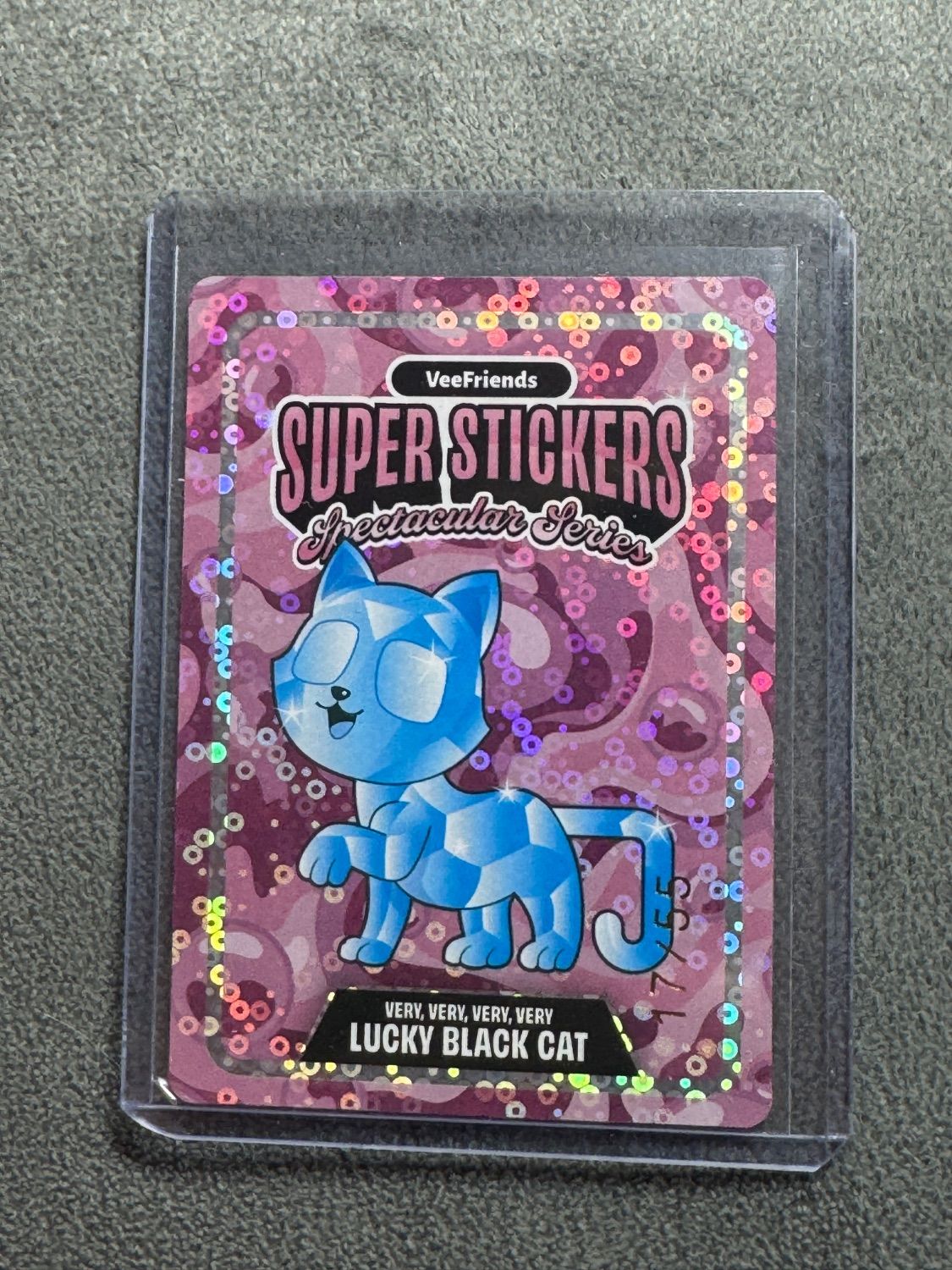 VeeFriends Super Stickers Spectacular Series Very Very Very Very Lucky Black Cat Diamond / Bubble Gum Numbered 17/55