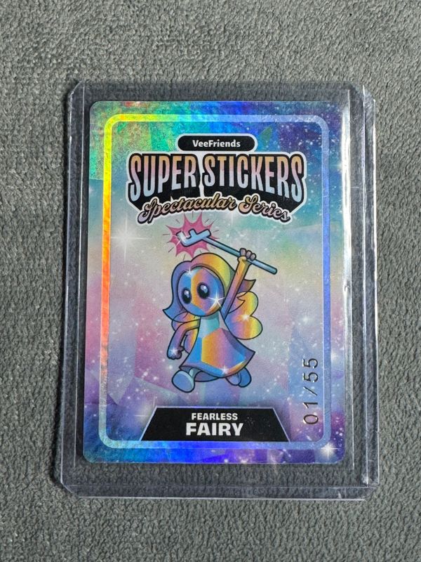 VeeFriends Super Stickers Spectacular Series Fearless Fairy Holographic Prismatic Numbered 01/55