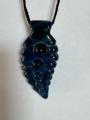 Handblown Glass Arrowhead Pendant Necklace - Signed "Beerglass" - Deep Blue & Green Swirl