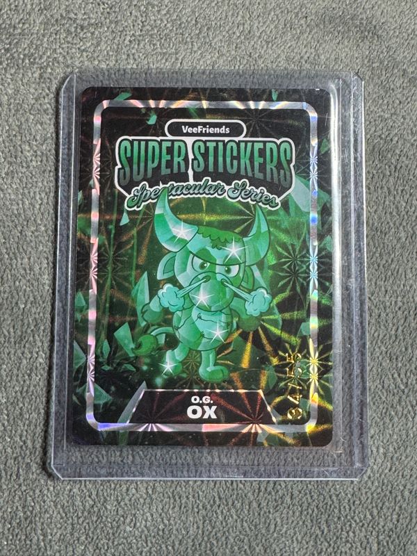 VeeFriends Super Stickers Spectacular Series O.G. Ox Emerald on Emerald Spectacular Match Numbered 34/55