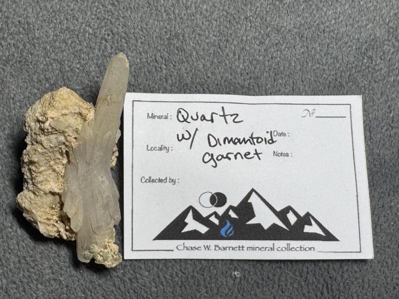 Quartz with Demantoid Garnet